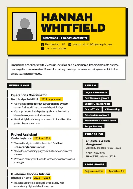 Brutal CV template preview