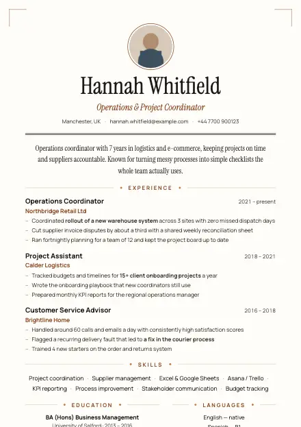 Classic CV template preview