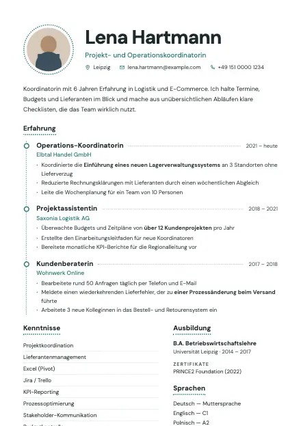 Vorschau der Lebenslauf-Vorlage Dotline
