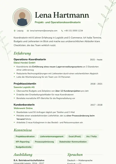 Vorschau der Lebenslauf-Vorlage Meadow
