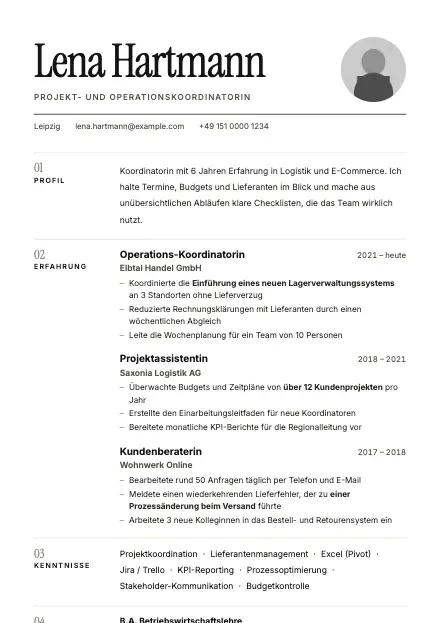 Vorschau der Lebenslauf-Vorlage Minimal