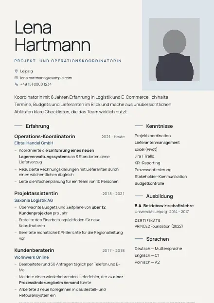 Vorschau der Lebenslauf-Vorlage Nordic