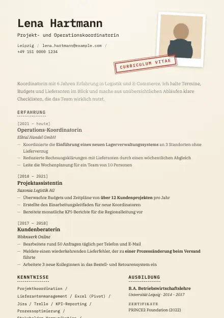 Vorschau der Lebenslauf-Vorlage Paper