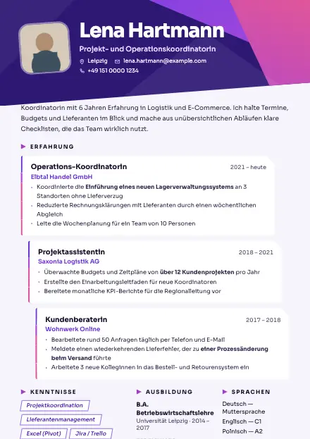 Vorschau der Lebenslauf-Vorlage Prism