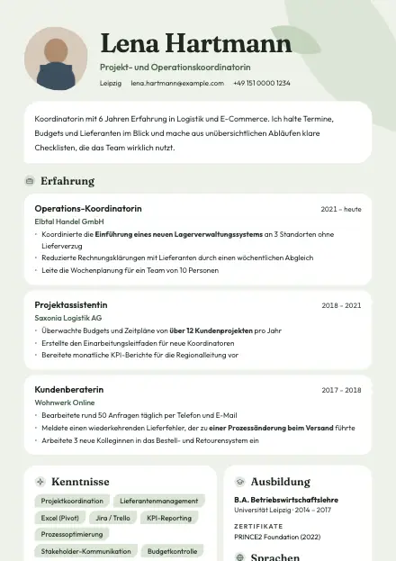 Vorschau der Lebenslauf-Vorlage Sage