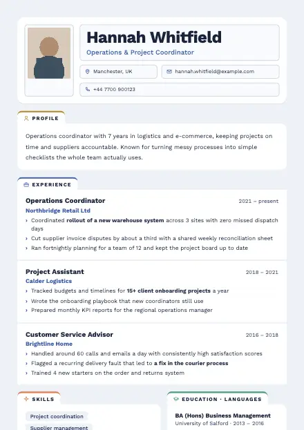 Fieldset CV template preview