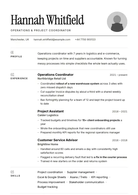 Minimal CV template preview