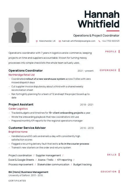 Mirror CV template preview