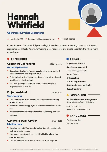 Monogram CV template preview