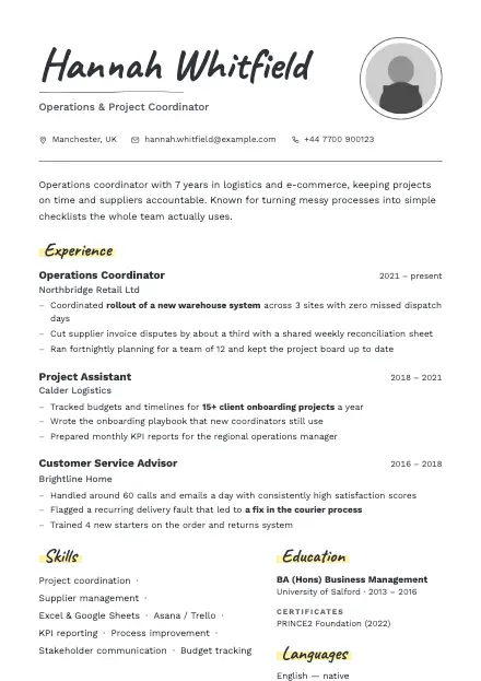 Pencil CV template preview