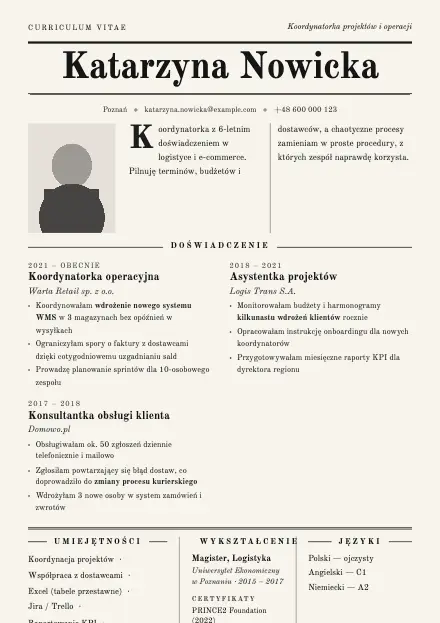 Podgląd wzoru CV Gazette