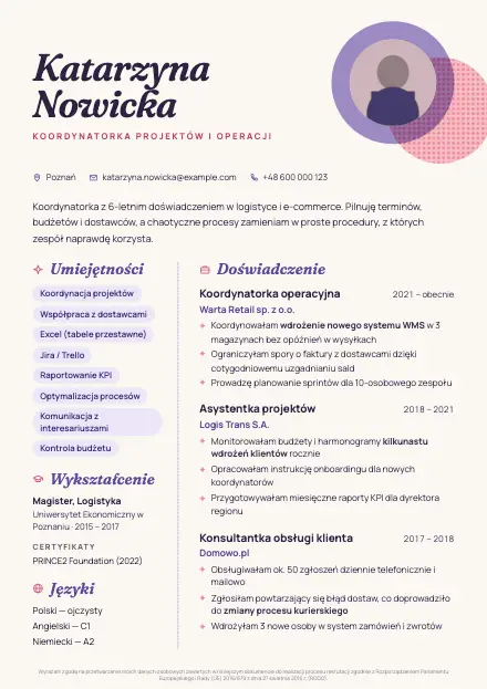 Podgląd wzoru CV Lavender