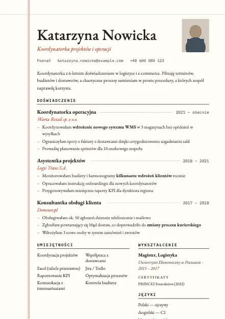 Podgląd wzoru CV Ledger