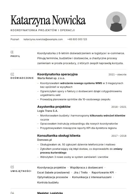 Podgląd wzoru CV Minimal