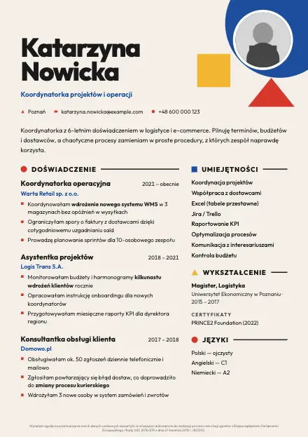 Podgląd wzoru CV Monogram
