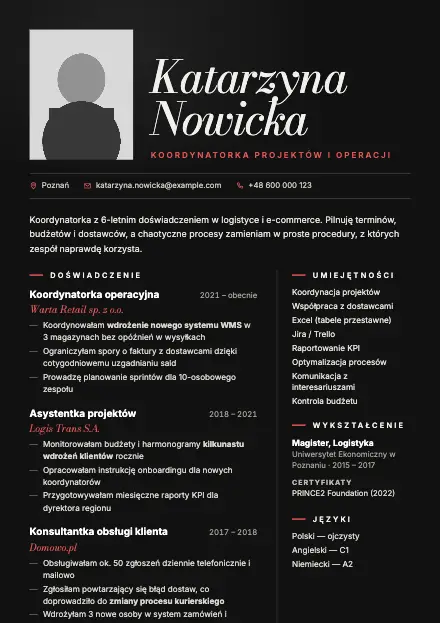 Podgląd wzoru CV Noir