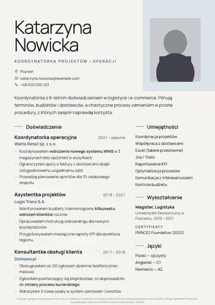Podgląd wzoru CV Nordic