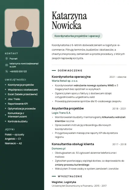 Podgląd wzoru CV Sidebar