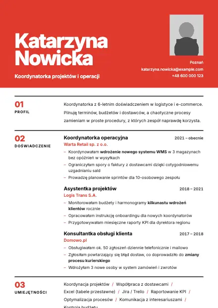 Podgląd wzoru CV Swiss