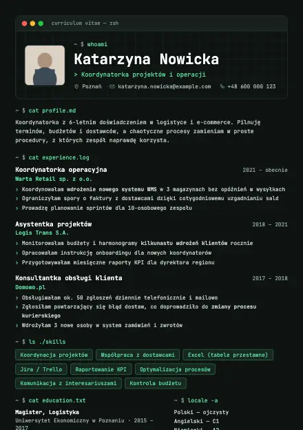 Podgląd wzoru CV Tech