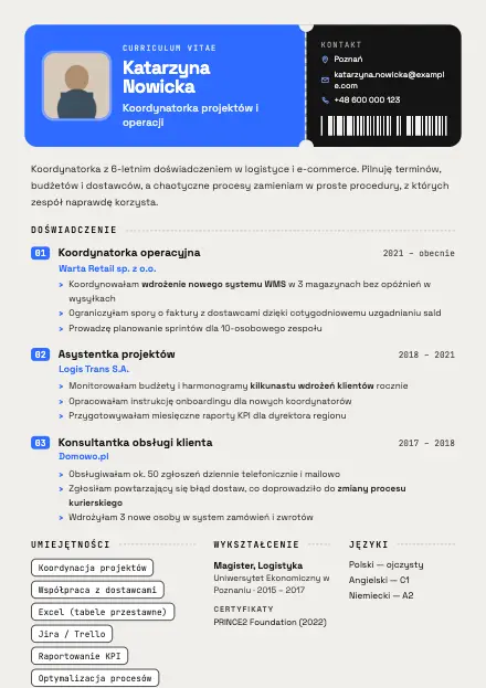 Podgląd wzoru CV Ticket
