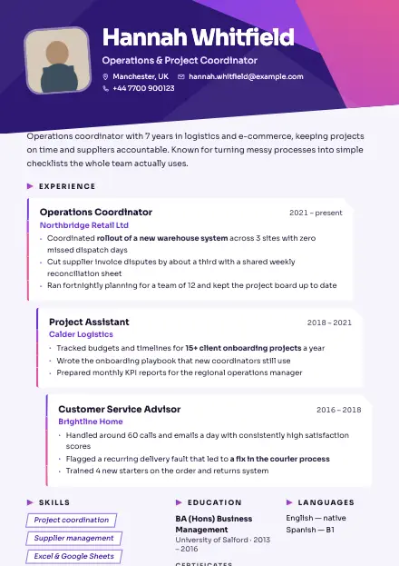 Prism CV template preview