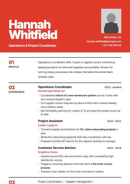Swiss CV template preview